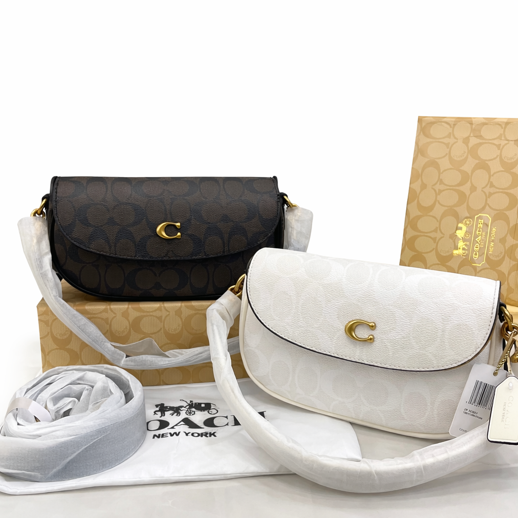 Coach-Inspired Signature C Monogram Flap Shoulder Bag
