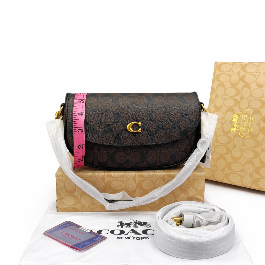 Coach-Inspired Signature C Monogram Flap Shoulder Bag