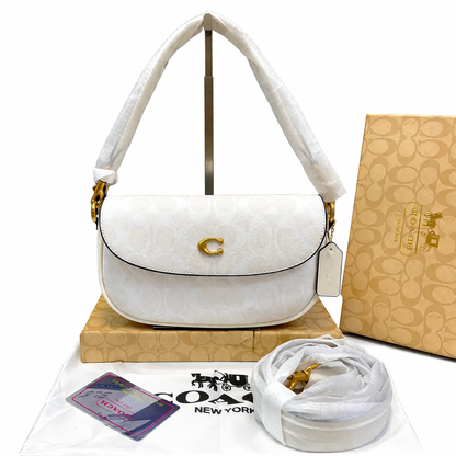 Coach-Inspired Signature C Monogram Flap Shoulder Bag
