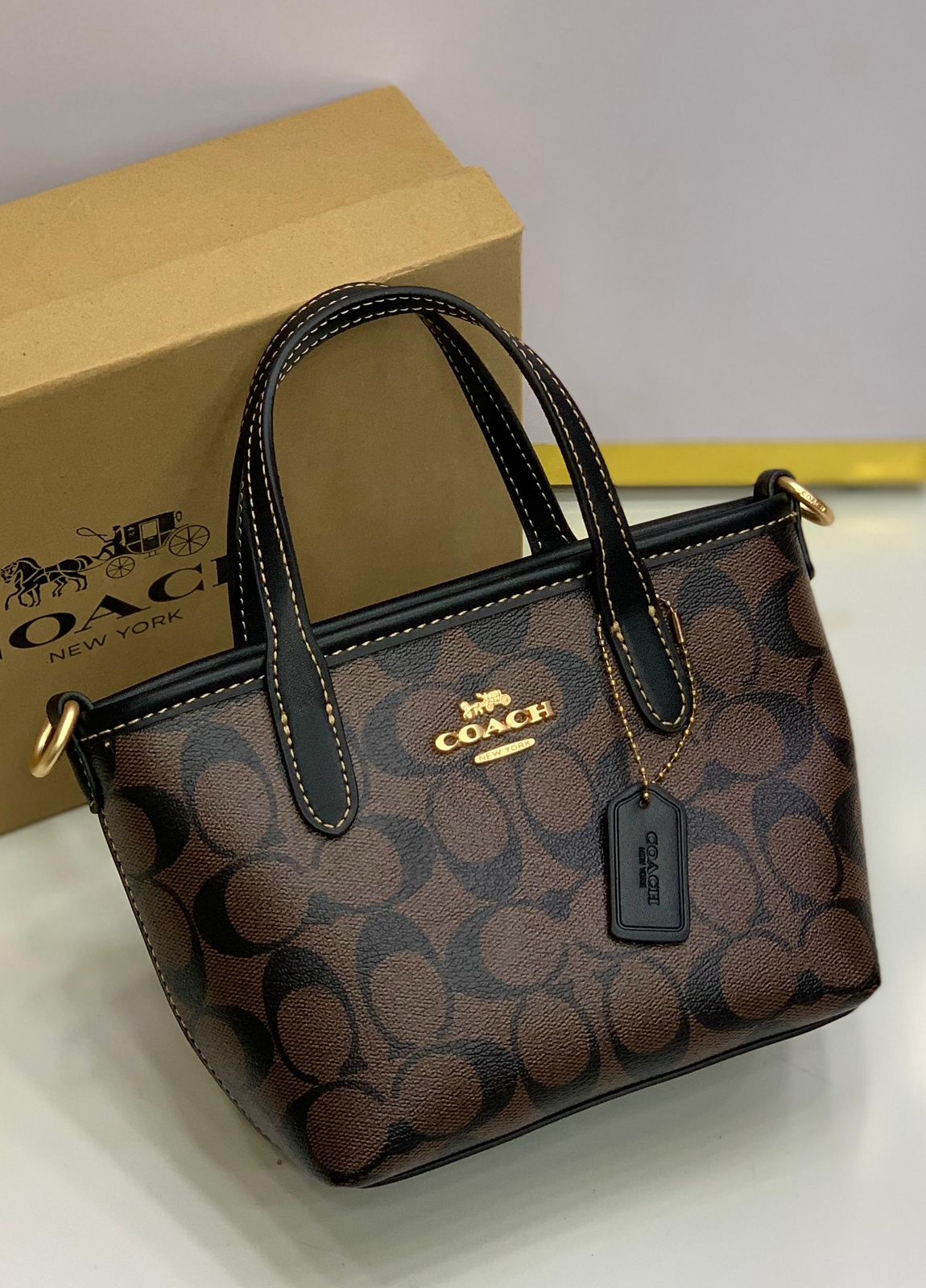 Coach City Mini Tote Bag in Signature Canvas