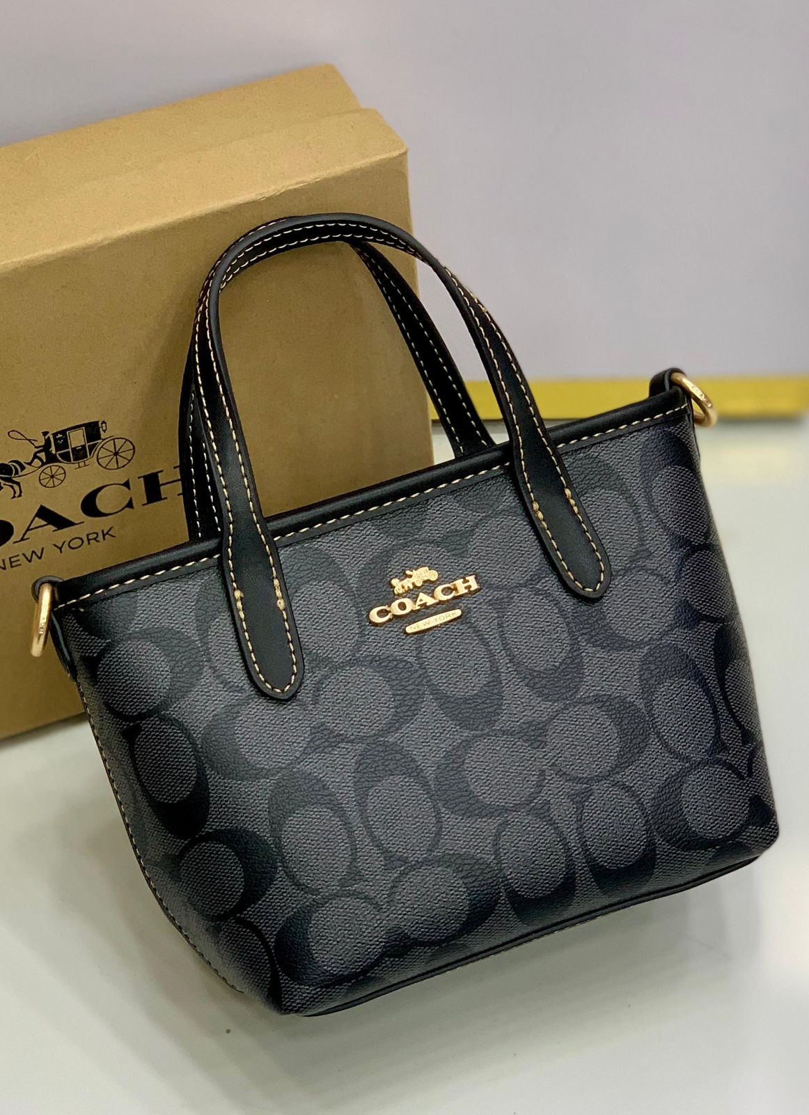 Coach City Mini Tote Bag in Signature Canvas