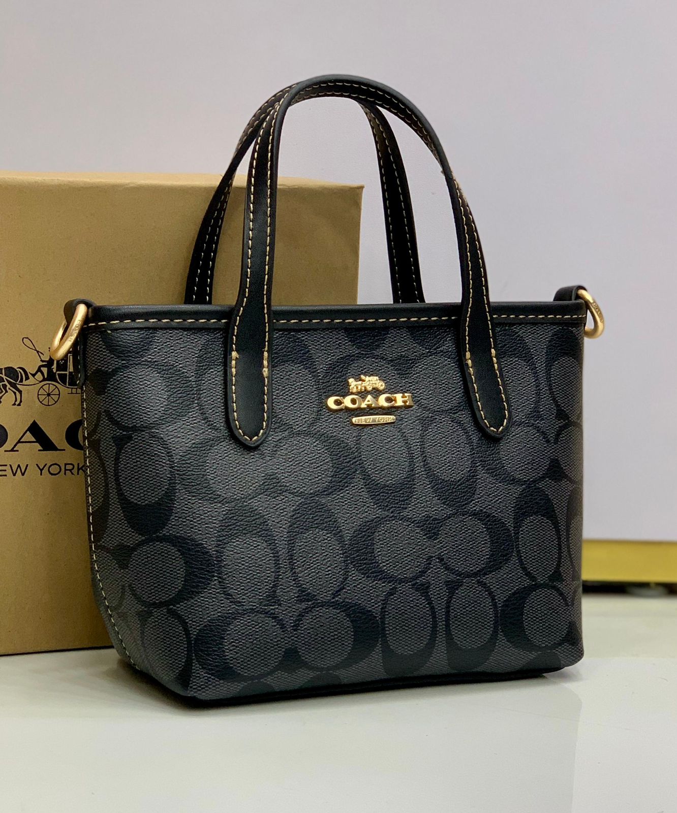 Coach City Mini Tote Bag in Signature Canvas