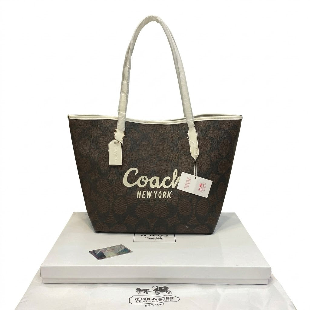Coach City Tote in Signature Canvas with Coach Graphic