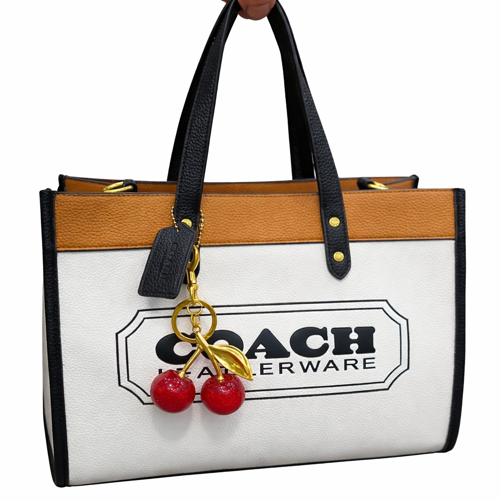 Coach Field Tote 22 with Cherry Charm (Color block Edition)