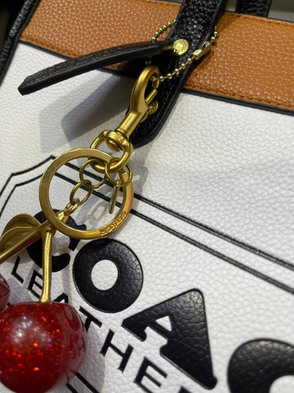 Coach Field Tote 22 with Cherry Charm (Color block Edition)