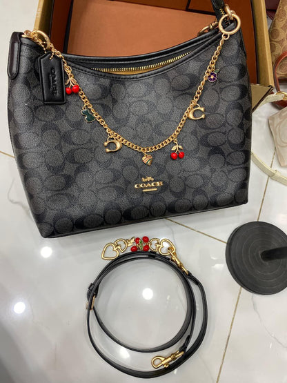Coach Laurel Shoulder Bag in Signature Canvas with Charms