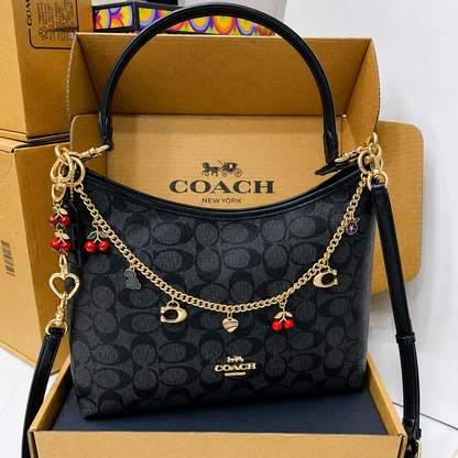 Coach Laurel Shoulder Bag in Signature Canvas with Charms