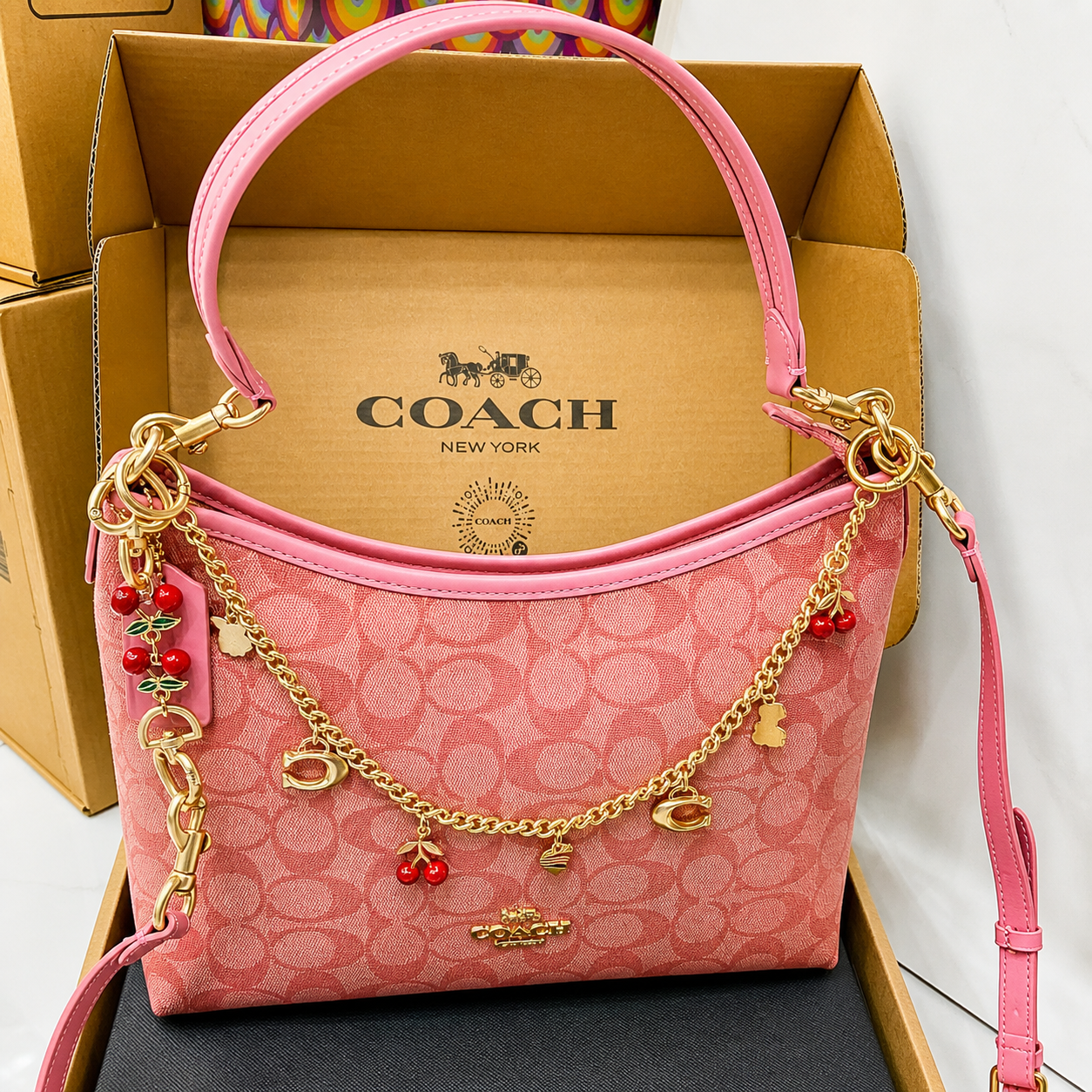 Coach Laurel Shoulder Bag in Signature Canvas with Charms