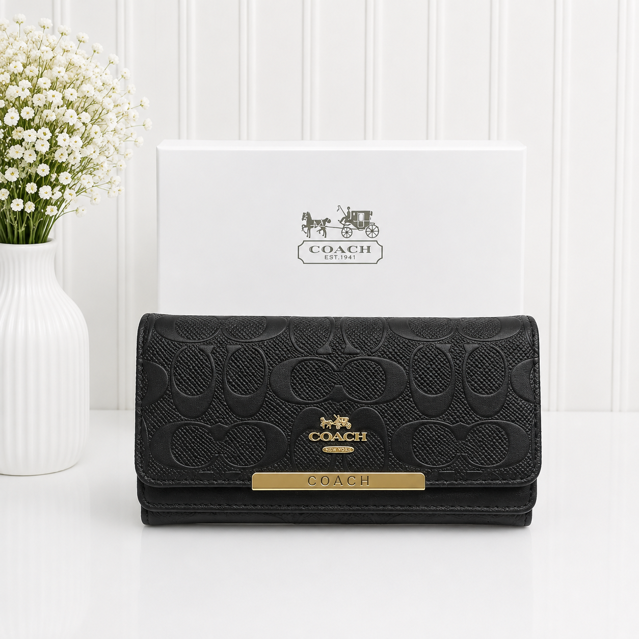 Coach Signature Embossed Continental Long Wallet