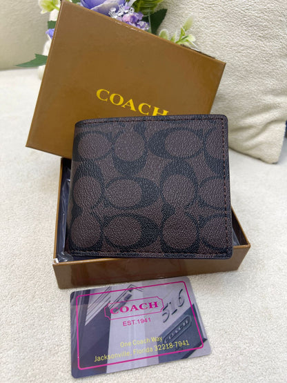 Coach Signature Monogram Bi-Fold Wallet Style