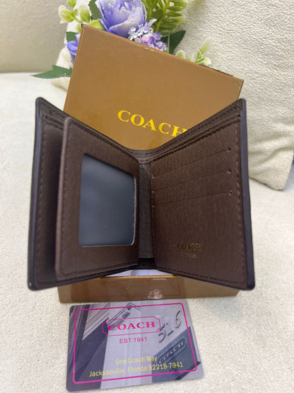 Coach Signature Monogram Bi-Fold Wallet Style