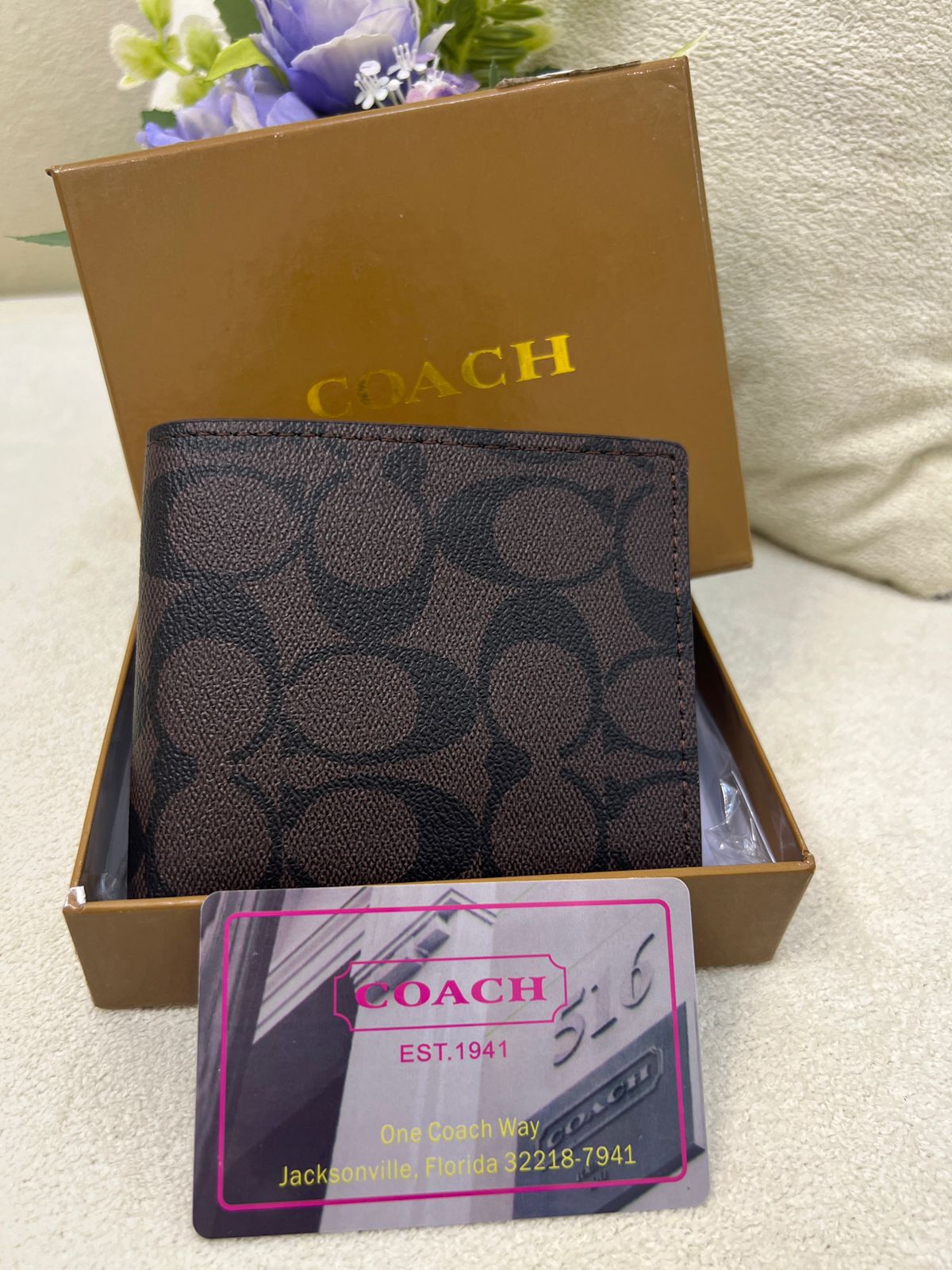 Coach Signature Monogram Bi-Fold Wallet Style