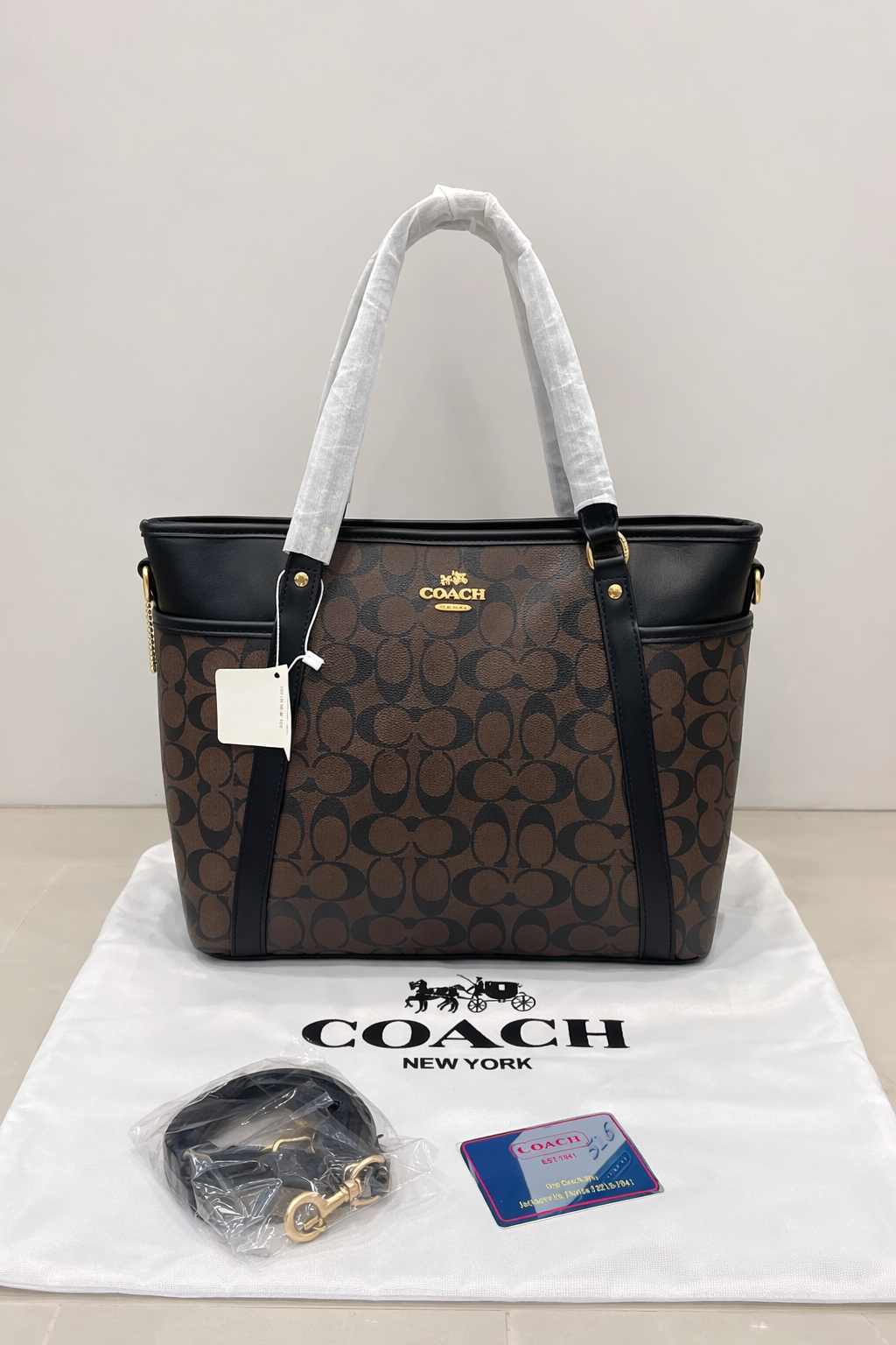 Coach Signature Zip Top Tote Bag (Monogram Canvas Tote)