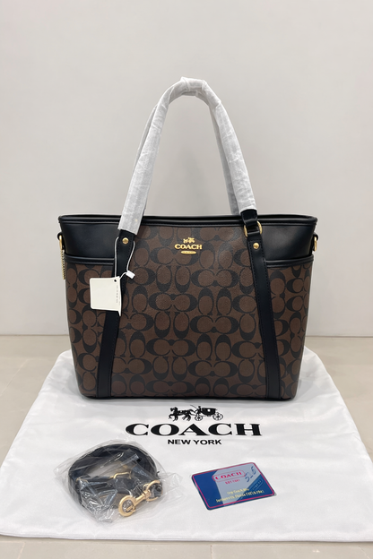 Coach Signature Zip Top Tote Bag (Monogram Canvas Tote)