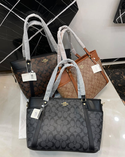 Coach Signature Zip Top Tote Bag (Monogram Canvas Tote)