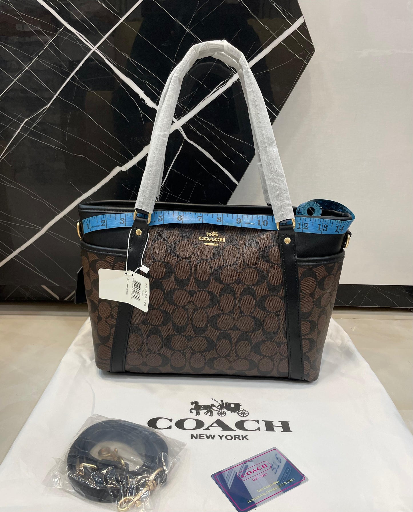 Coach Signature Zip Top Tote Bag (Monogram Canvas Tote)