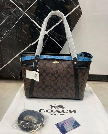 Coach Signature Zip Top Tote Bag (Monogram Canvas Tote)