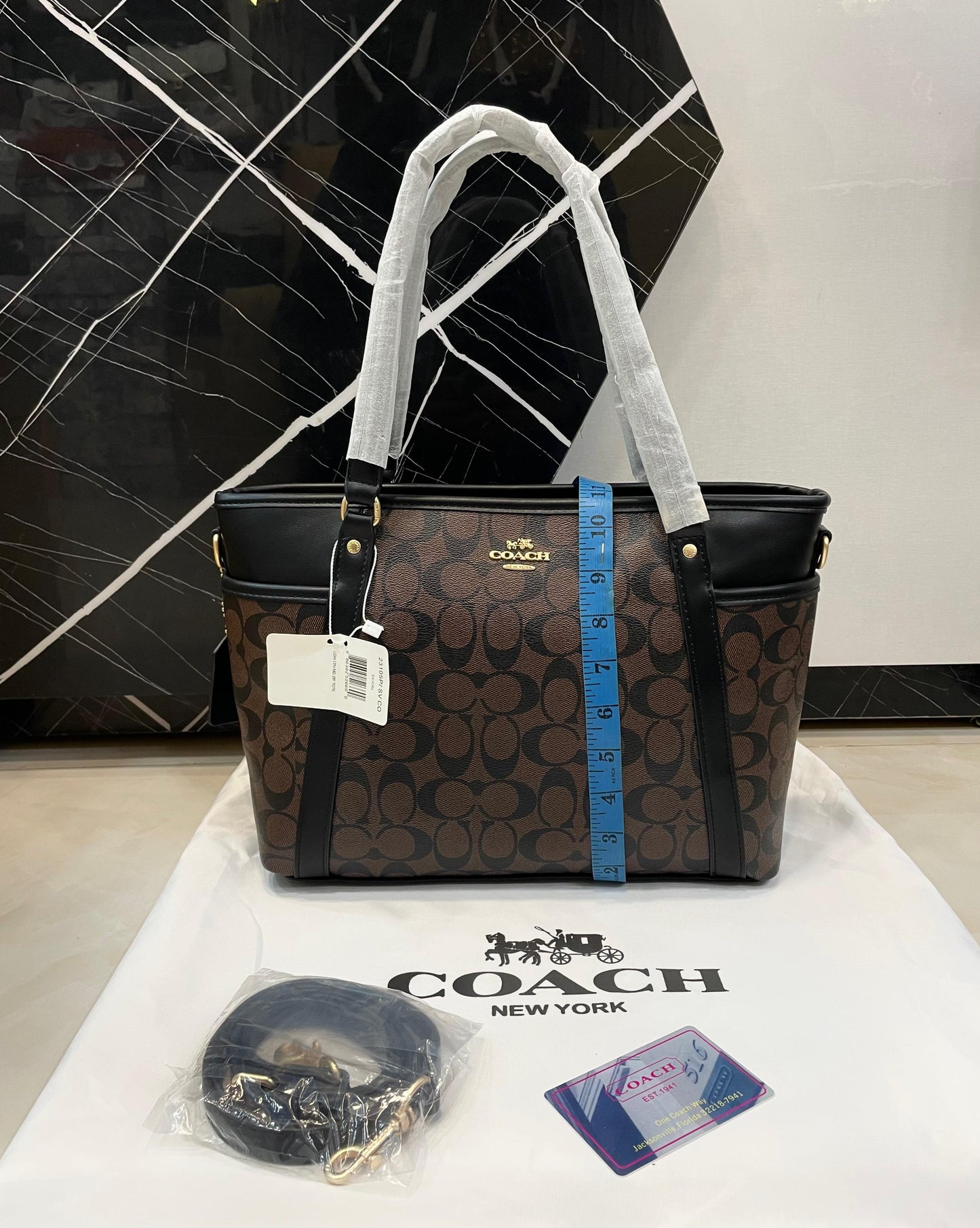 Coach Signature Zip Top Tote Bag (Monogram Canvas Tote)