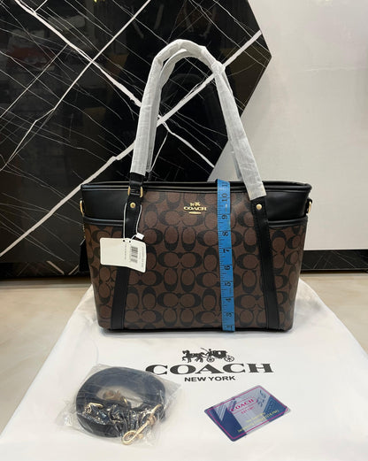 Coach Signature Zip Top Tote Bag (Monogram Canvas Tote)