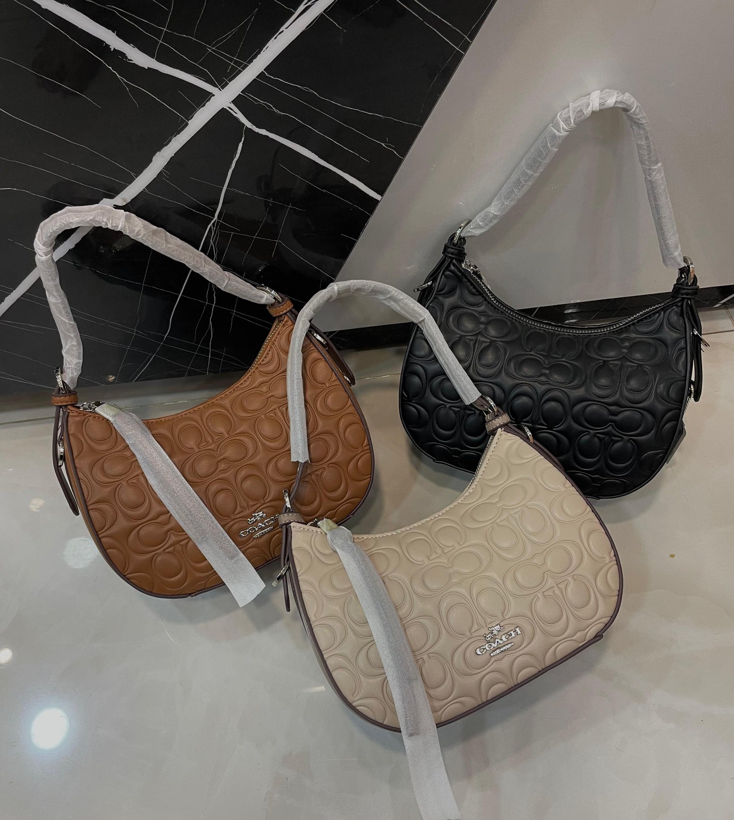 Coach Style Embossed Signature Mini Shoulder Bag