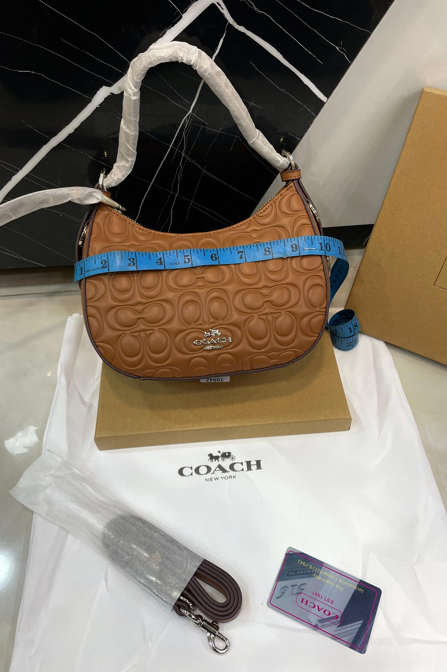 Coach Style Embossed Signature Mini Shoulder Bag