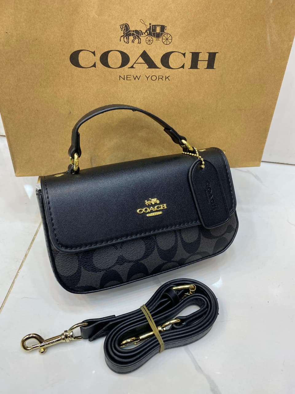 Coach Style Signature Mini Top Handle Bag