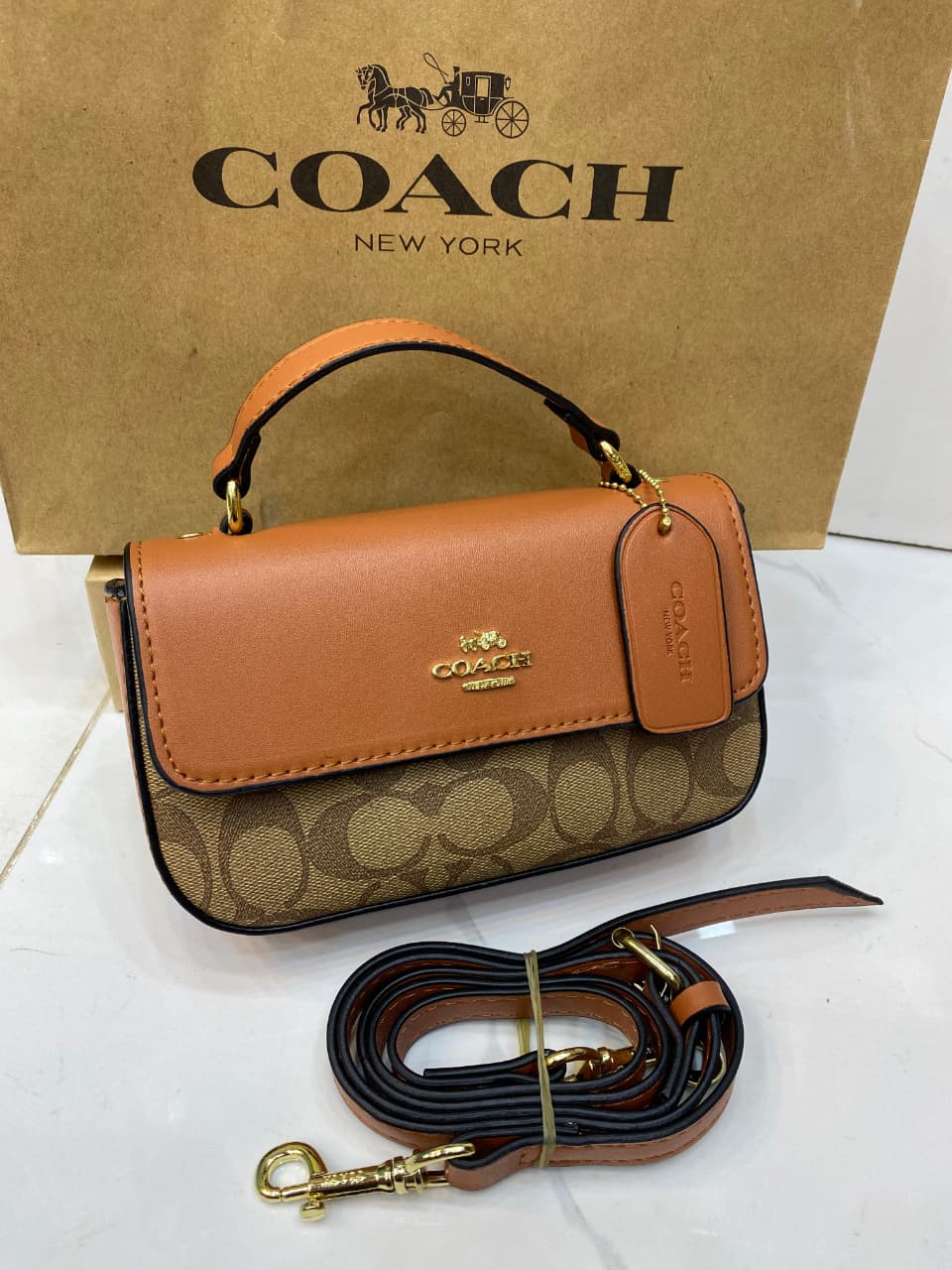 Coach Style Signature Mini Top Handle Bag