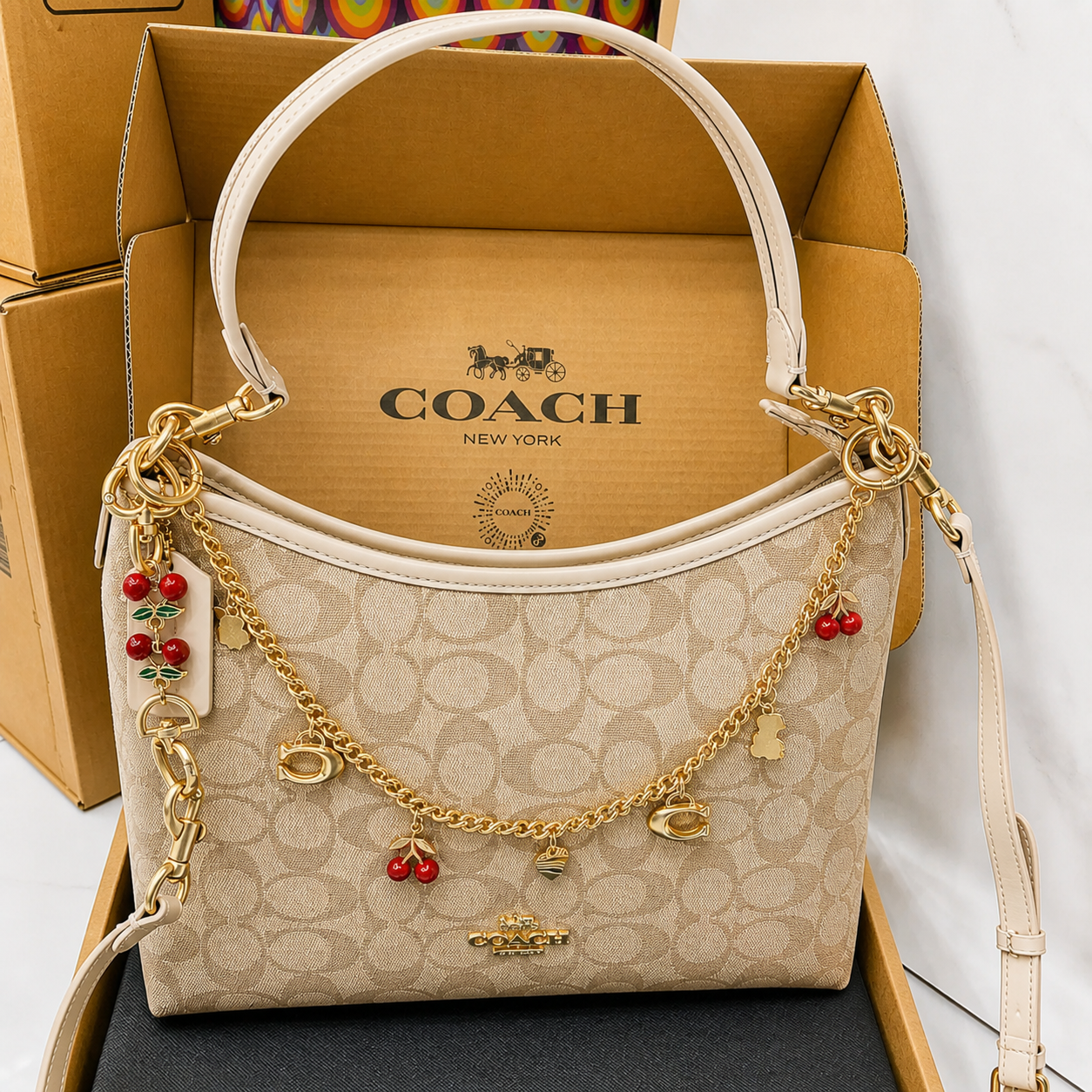 Coach Laurel Shoulder Bag in Signature Canvas with Charms