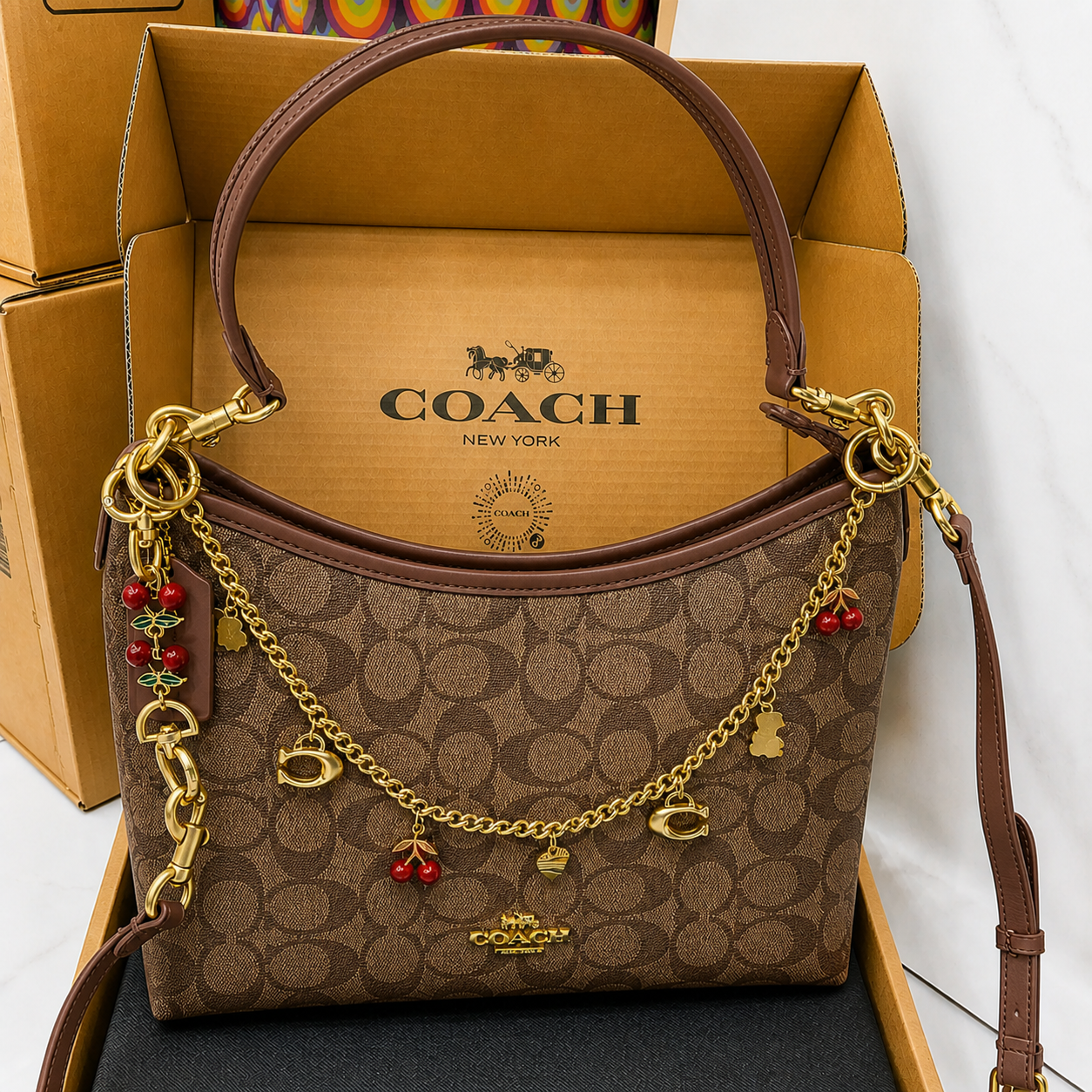 Coach Laurel Shoulder Bag in Signature Canvas with Charms
