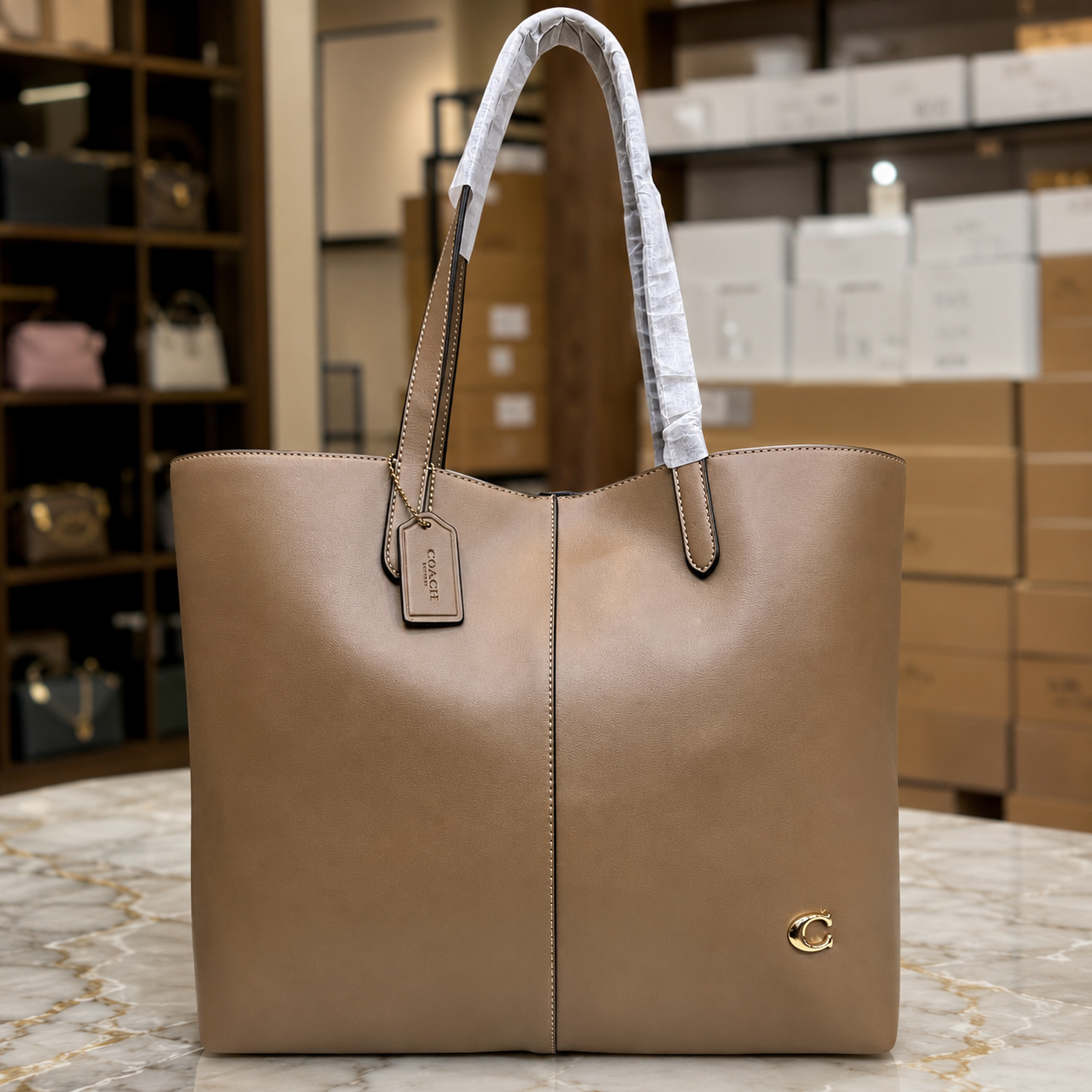 Coach North 32 Leather Tote Bag