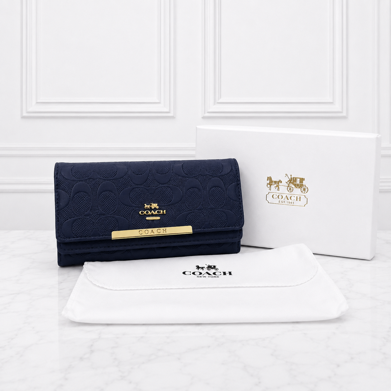 Coach Signature Embossed Continental Long Wallet