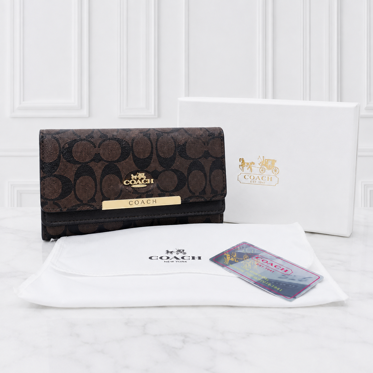 Coach Signature Monogram Continental Long Wallet