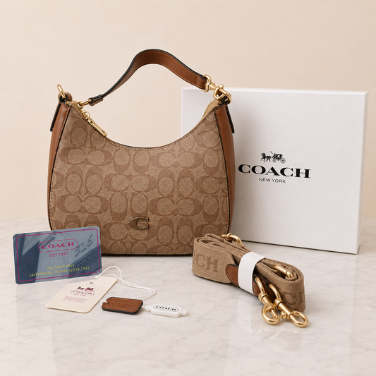 Coach Signature Monogram Hobo Shoulder & Crossbody Bag