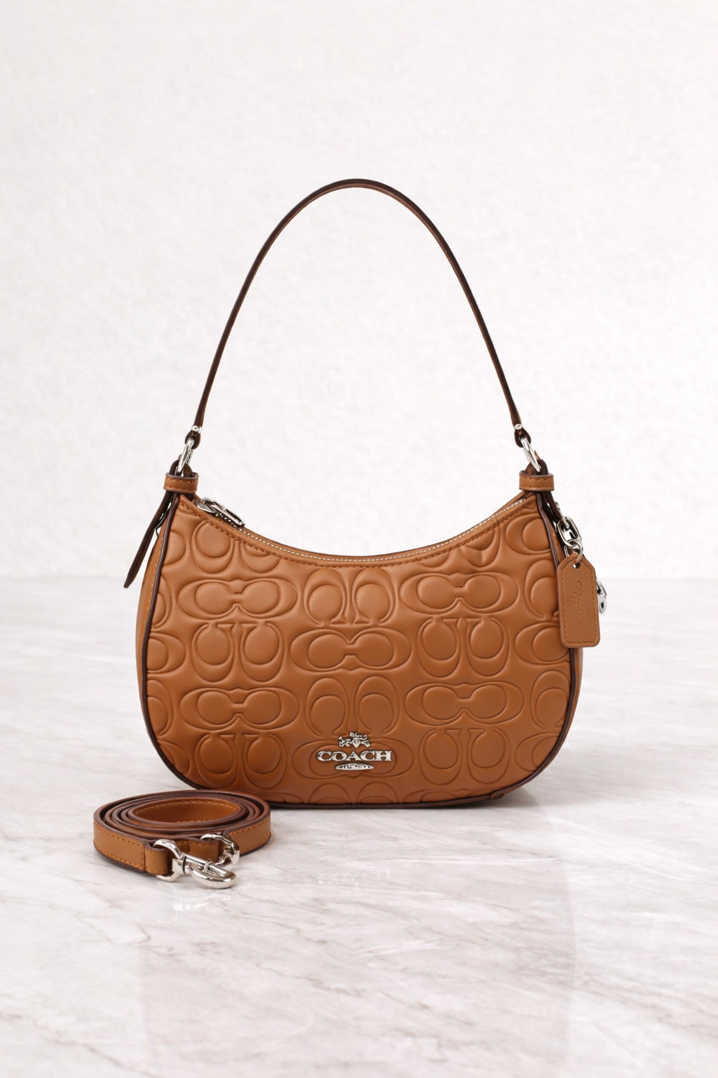 Coach Style Embossed Signature Mini Shoulder Bag