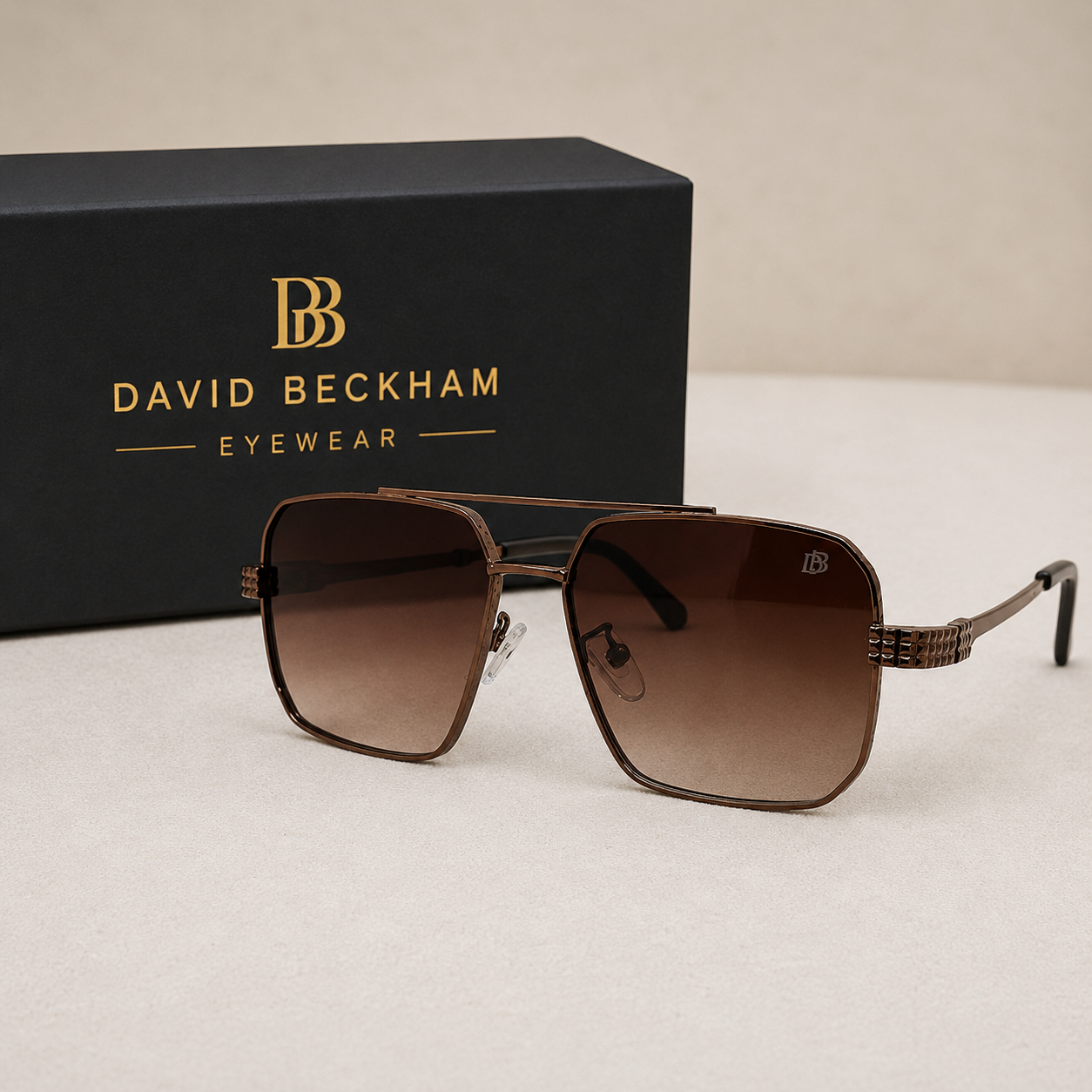 David Beckham Oversized Square Sunglasses – Brown Gradient Edition