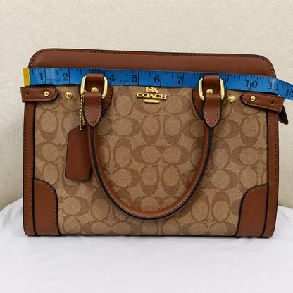 Coach Signature Monogram Structured Top Handle Bag