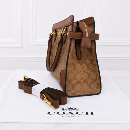 Coach Signature Monogram Structured Top Handle Bag