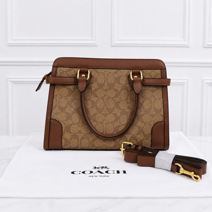 Coach Signature Monogram Structured Top Handle Bag