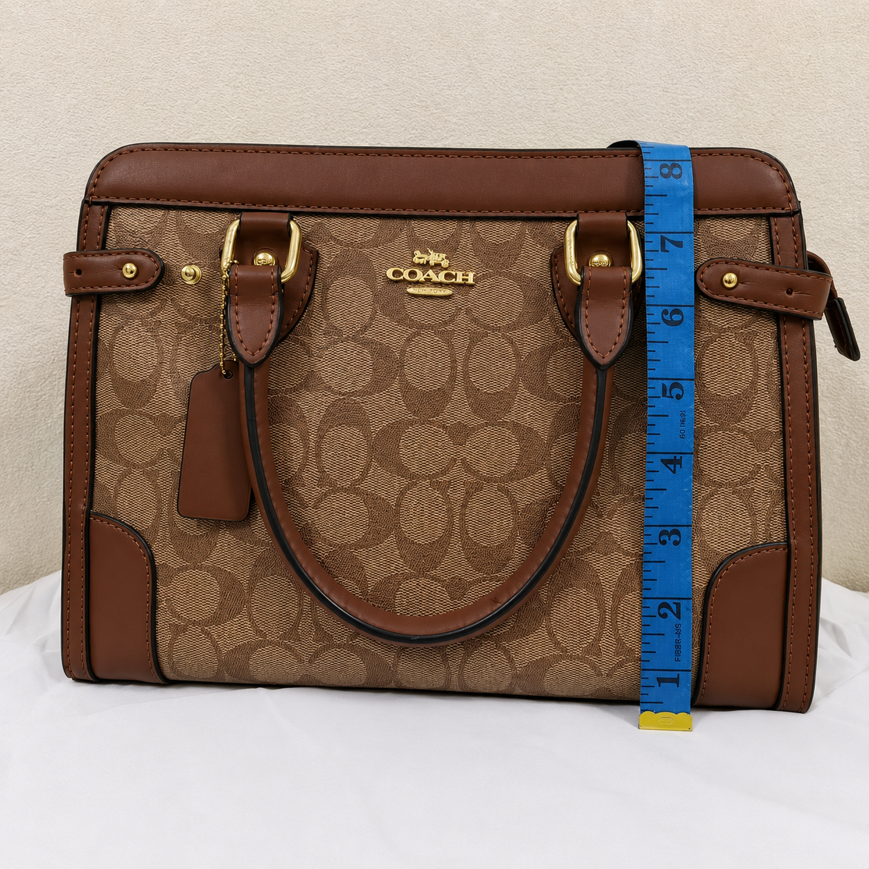 Coach Signature Monogram Structured Top Handle Bag