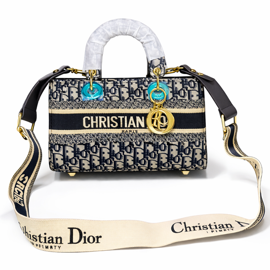 Dior-Inspired Mini Lady Canvas Top Handle Bag with Strap