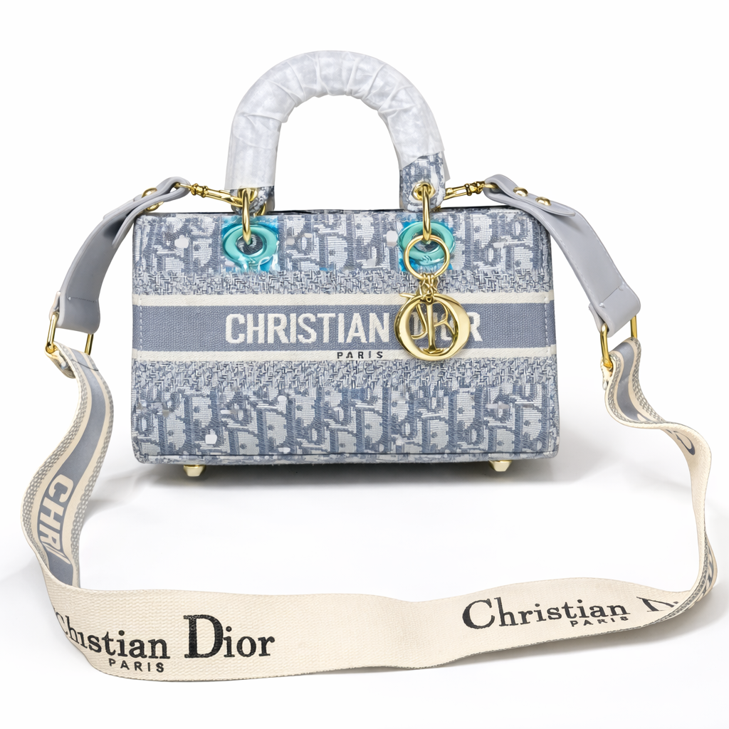 Dior-Inspired Mini Lady Canvas Top Handle Bag with Strap