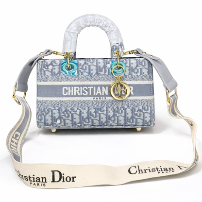 Dior-Inspired Mini Lady Canvas Top Handle Bag with Strap