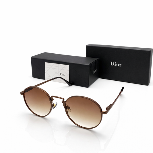 Dior-Inspired Round Metal Frame Gradient Sunglasses