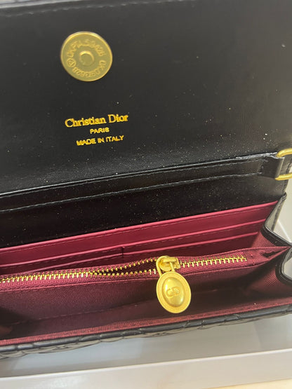 Dior Cannage Quilted Chain Wallet Style