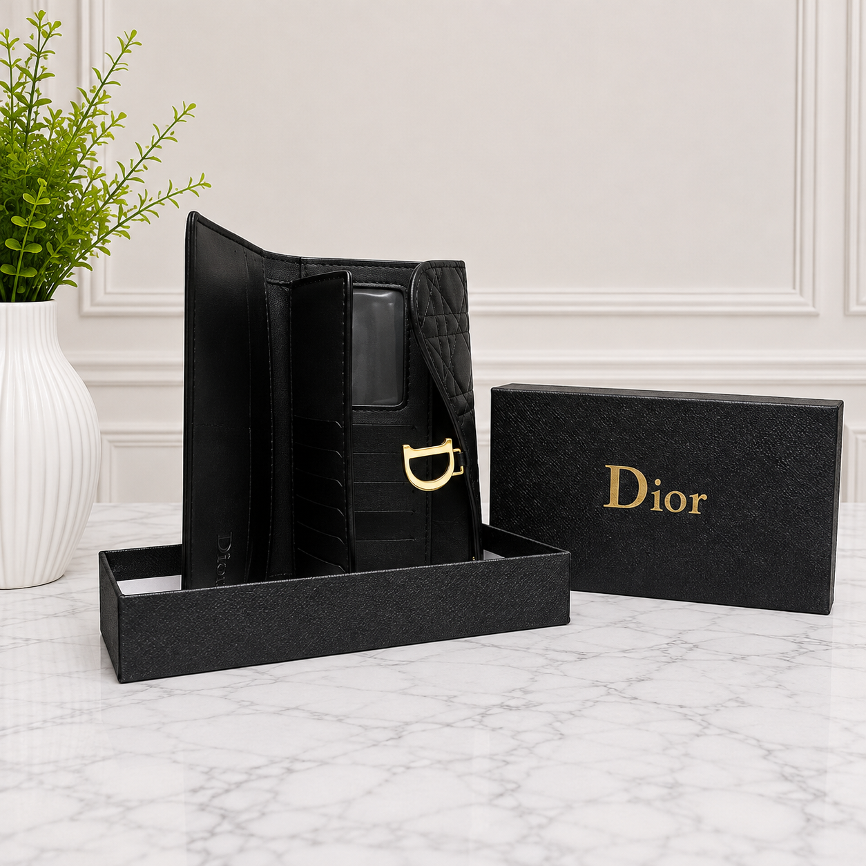Dior Cannage Saddle Flap Long Wallet