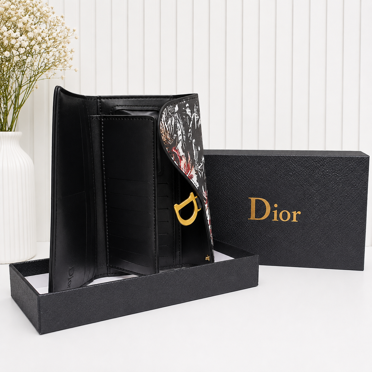 Dior Floral Saddle Flap Long Wallet