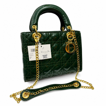 Dior Lady Dior Cannage Patent Top Handle Bag