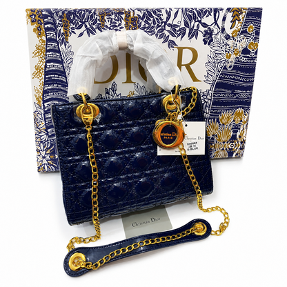 Dior Lady Dior Cannage Patent Top Handle Bag