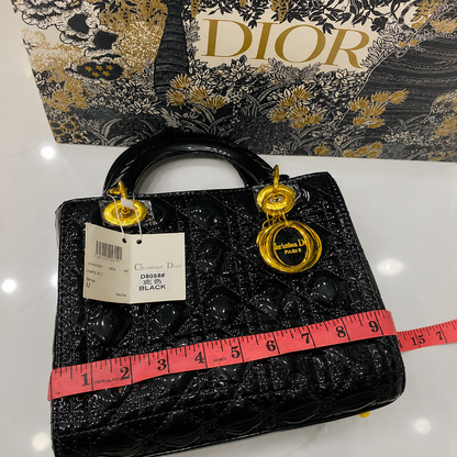 Dior Lady Dior Cannage Patent Top Handle Bag