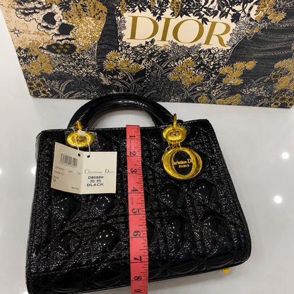 Dior Lady Dior Cannage Patent Top Handle Bag